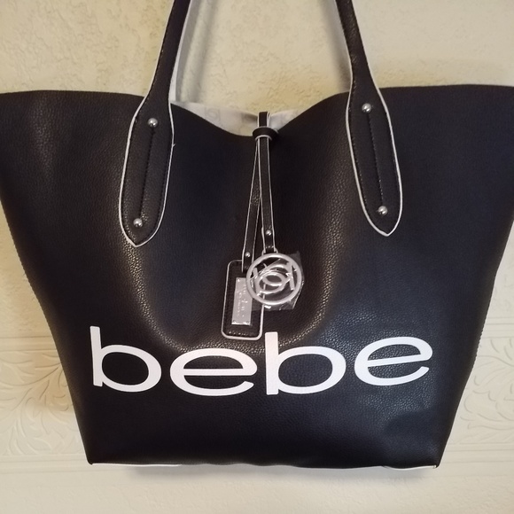 Bebe Bags Bebe Reversible Large Black Tote Poshmark